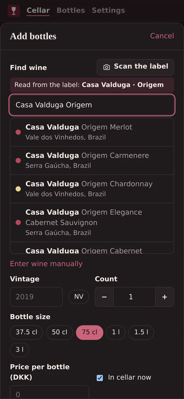 A wine label being read on a phone